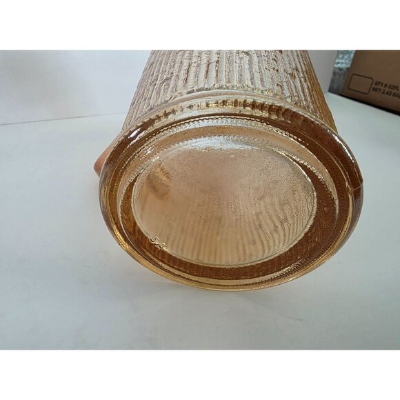 Jeanette Marigold Tree Bark Vintage Glass Pitcher With Textured Design & Handle - Picture 8 of 10